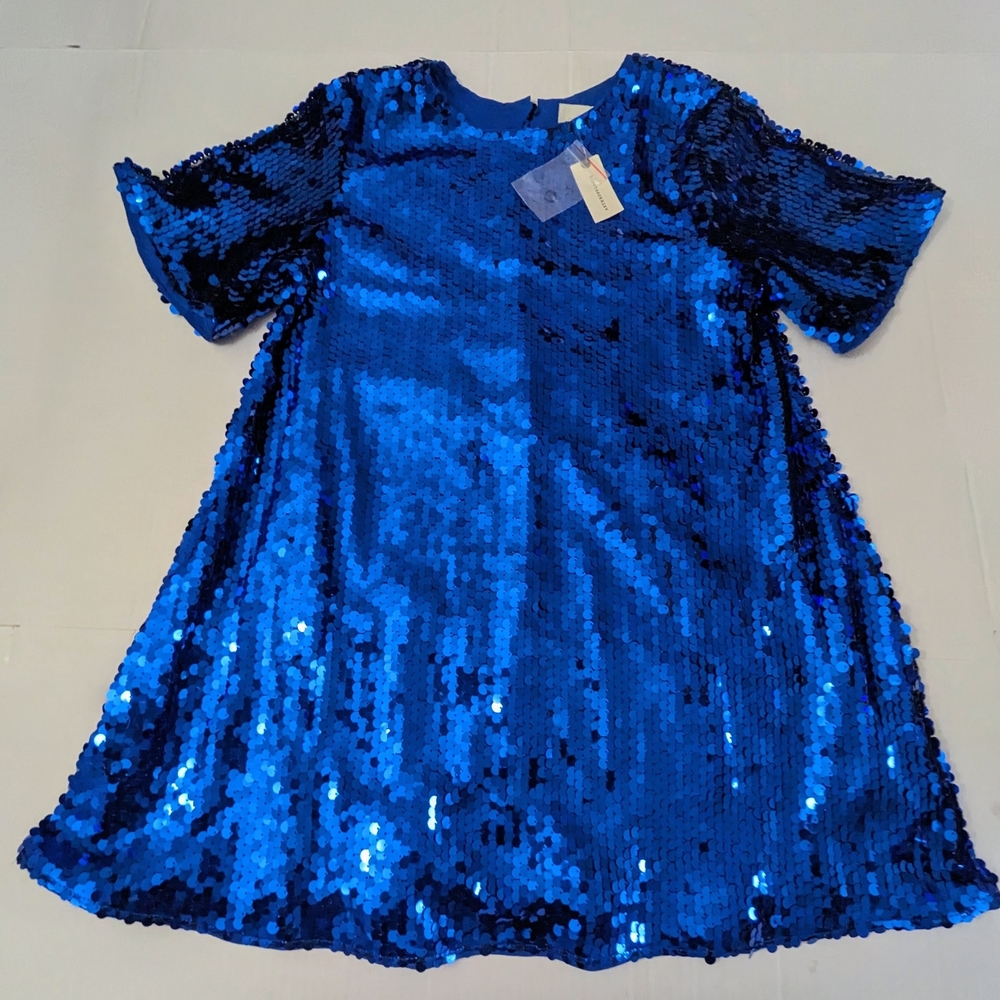 Maeve Antropologie Emmy Mini Dress Blue Sequins Swing Cocktail Party Size S NWT - Picture 2 of 12